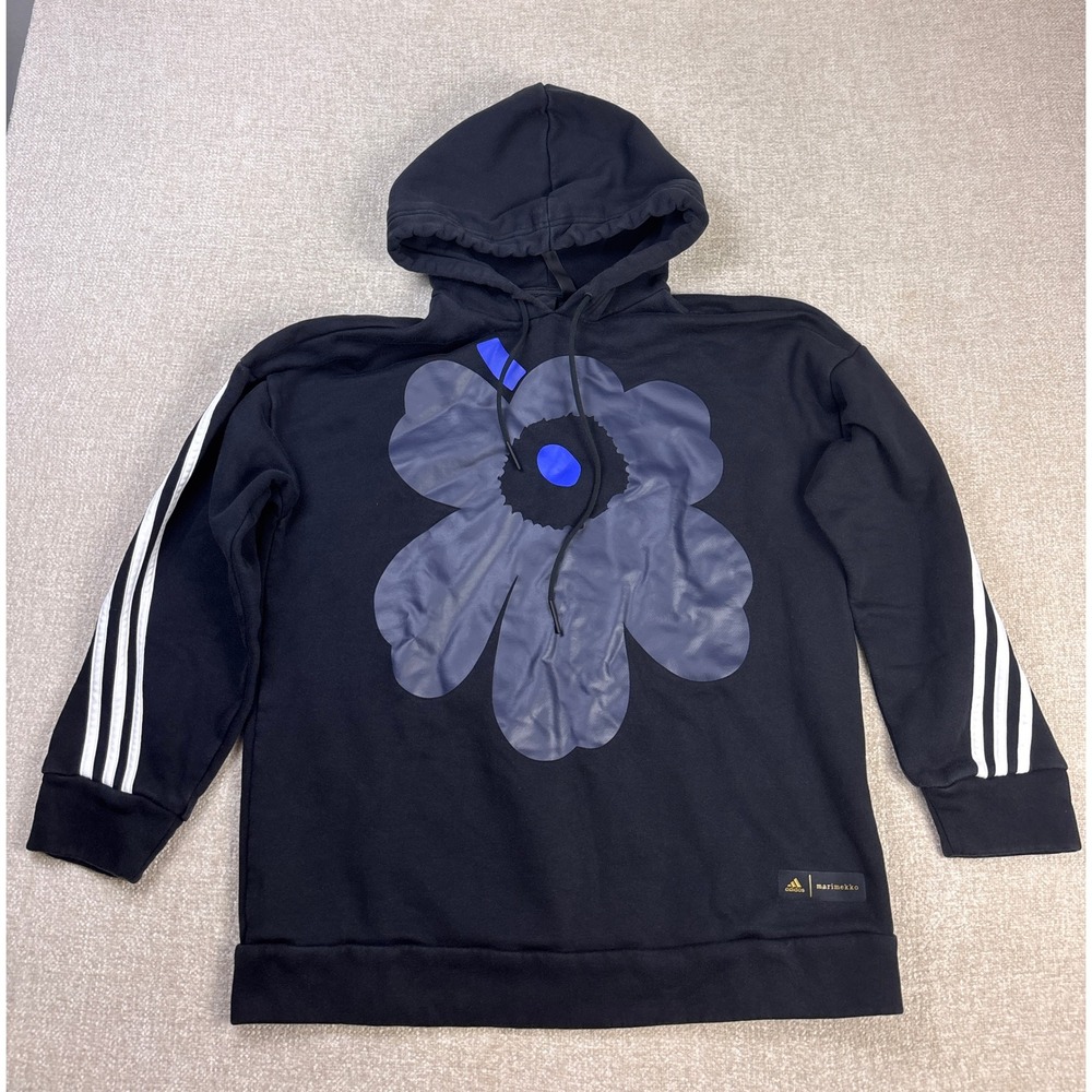 Adidas x Marimekko Mens Unikko Floral Hoodie Black Primegreen Sweatshirt S